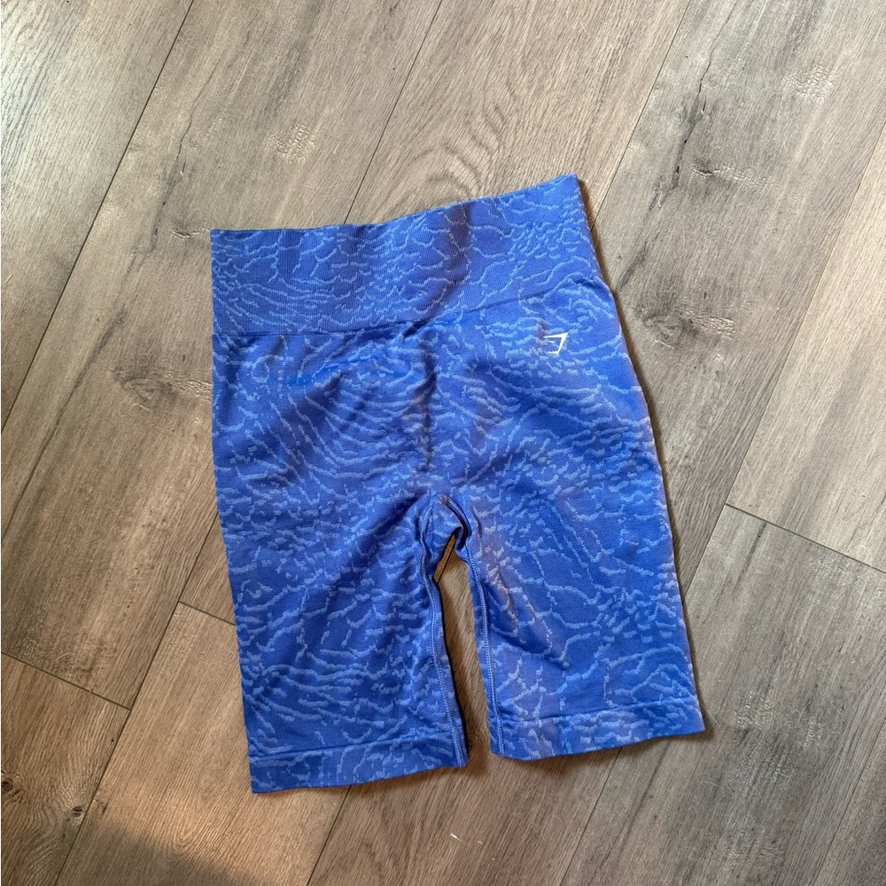Blue Patterned Biker Shorts